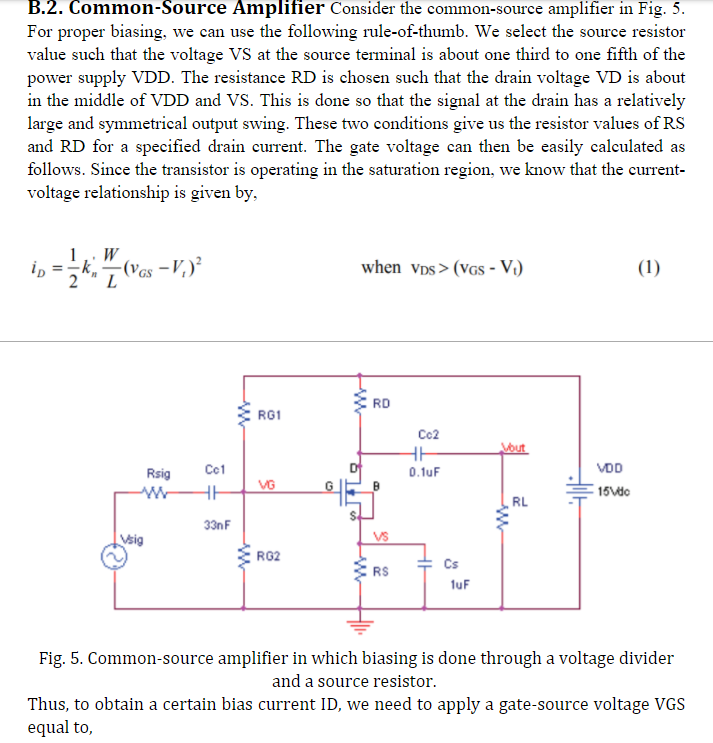 Solved B 2 Common Source Amplifier Consider The Chegg