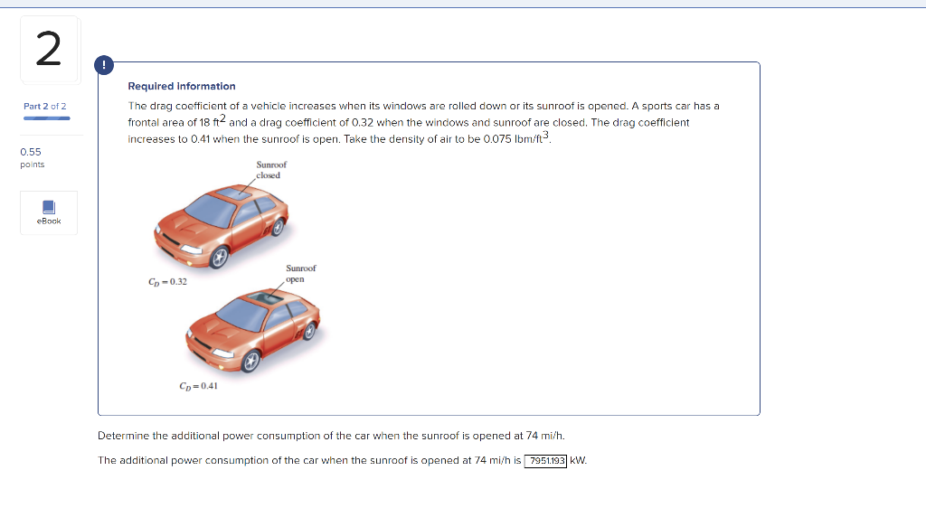 Solved Required Information The Drag Coefficient Of A Chegg