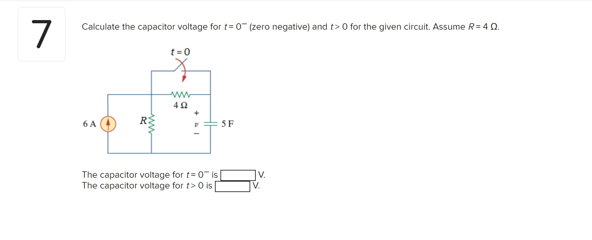 Solved Calculate The Capacitor Voltage For T Zero Chegg