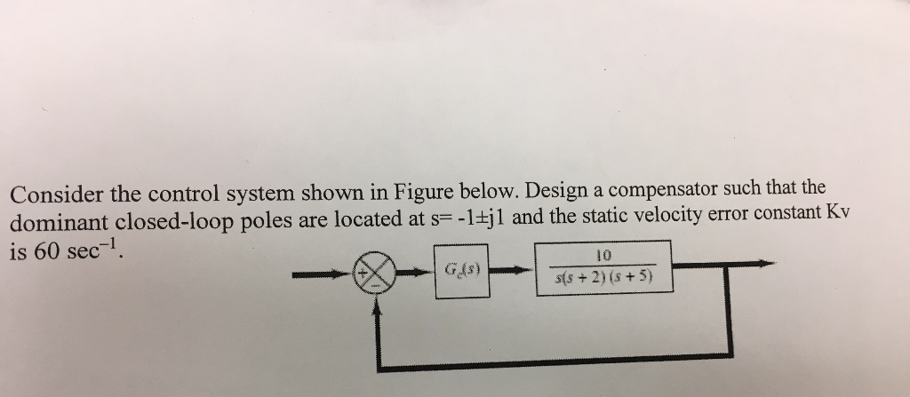 Solved Consider The Control System Shown In Figure Below Chegg