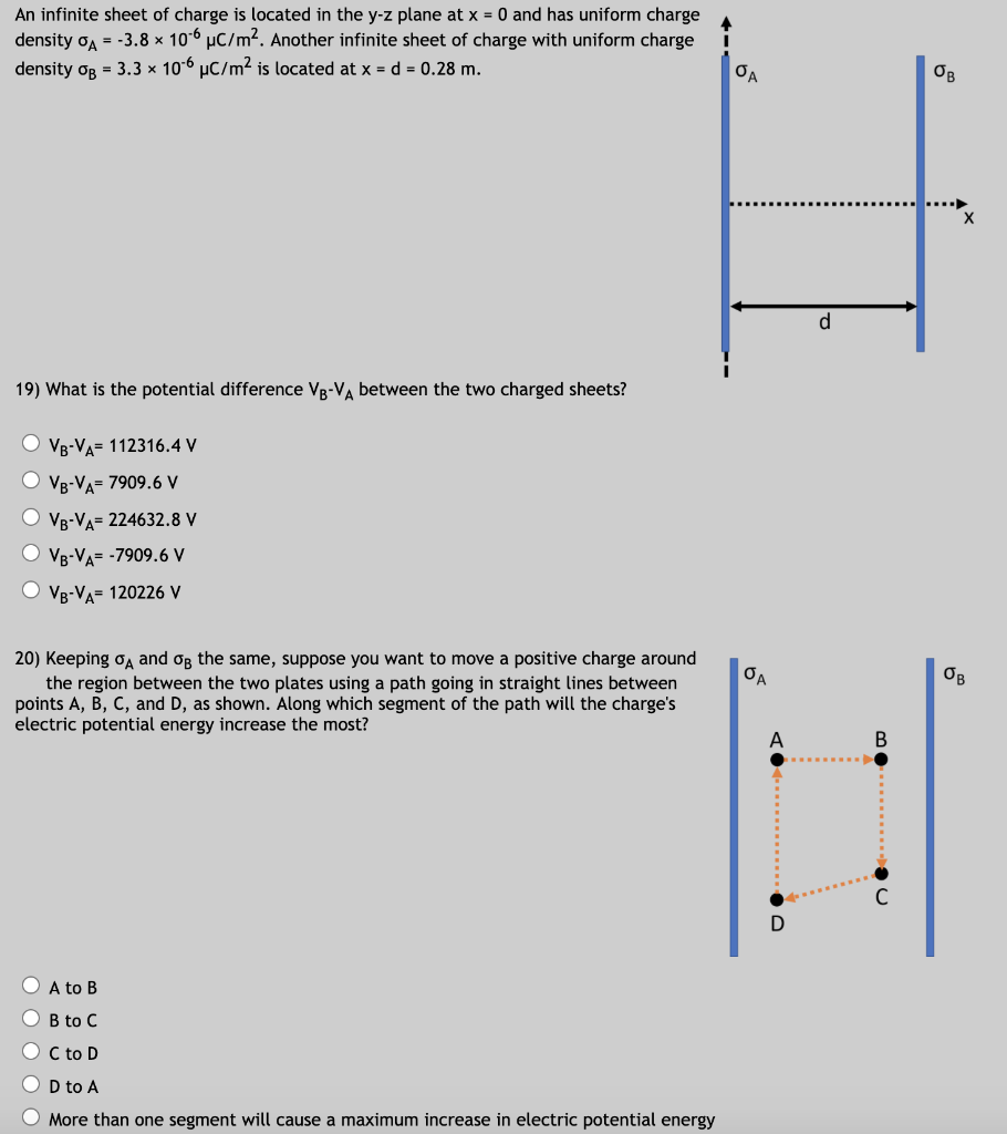 Solved An Infinite Sheet Of Charge Is Located In The Y Z Chegg