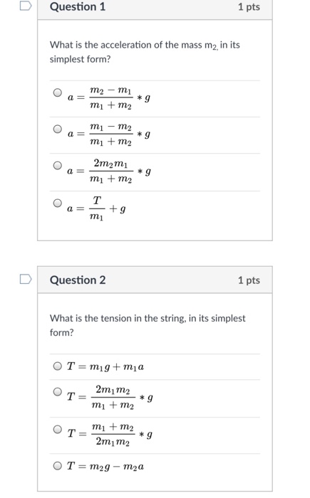 Solved Consider The Following Atwood S Machine With M2 M1 Chegg