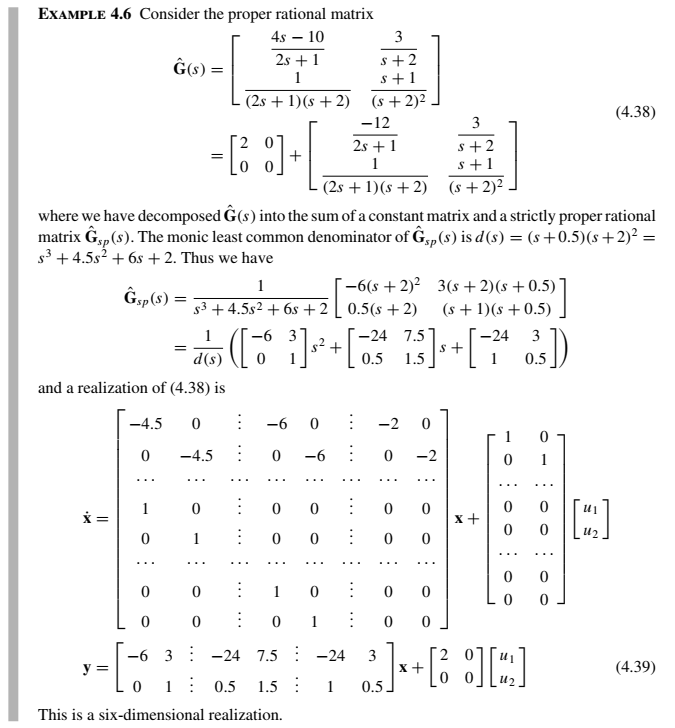 Solved Example Consider The Proper Rational Matrix Chegg