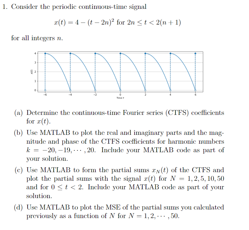 Solved Consider The Periodic Continuous Time Signal X T Chegg