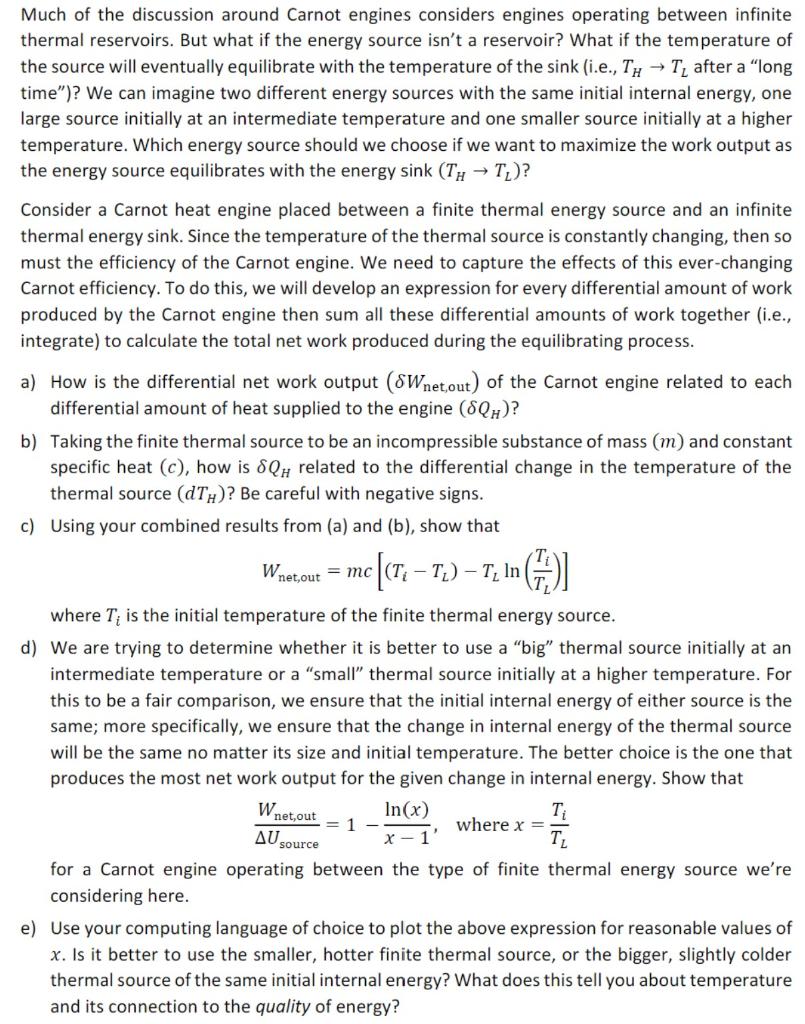 Solved Thermal Reservoirs But What If The Energy Source Chegg