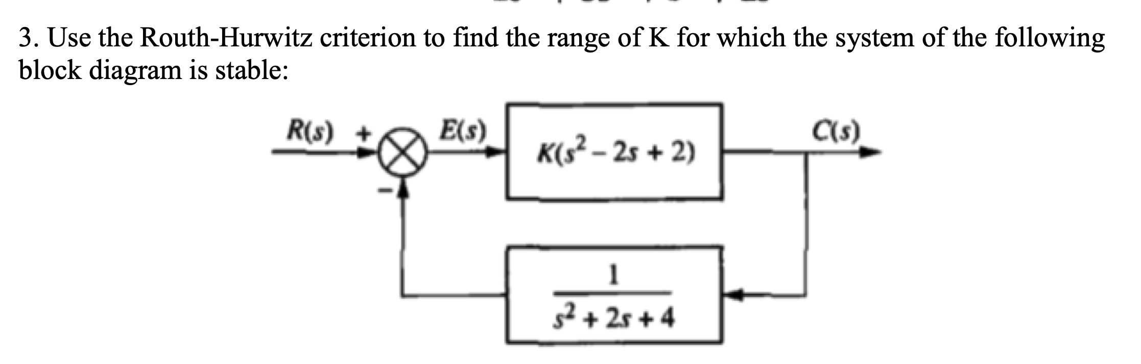 Solved Use The Routh Hurwitz Criterion To Find The Range Chegg