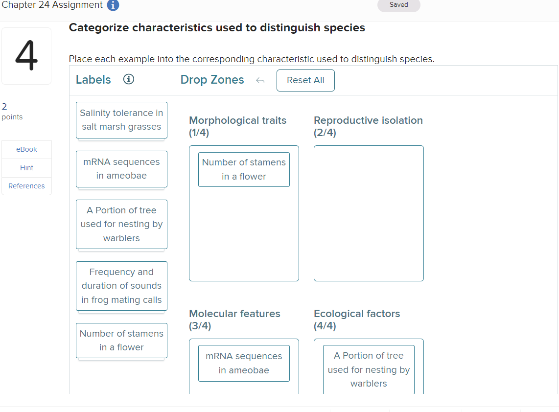 Solved Categorize Characteristics Used To Distinguish Chegg