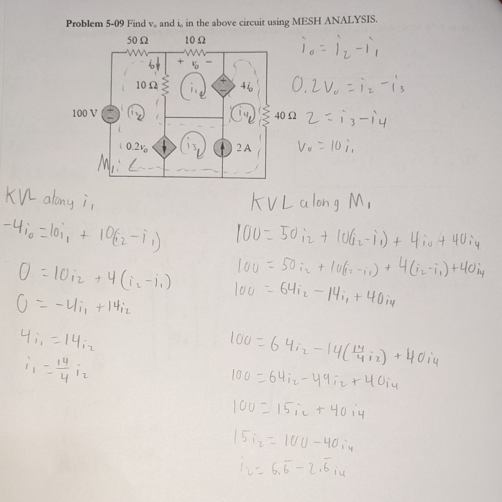 Solved Find V And I In The Circuit Using Mesh Analysis I Chegg