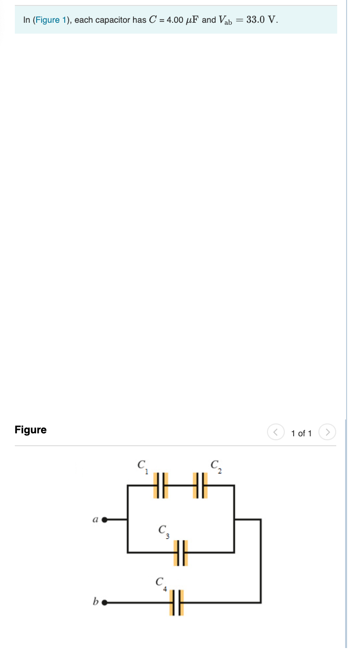 Solved In Figure 1 Each Capacitor Has C 4 00 UF And Vab Chegg