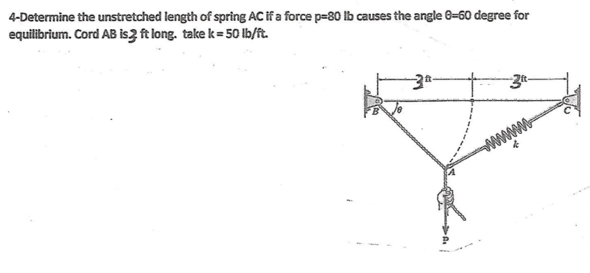 Solved Determine The Unstretched Length Of Spring Ac If A Chegg