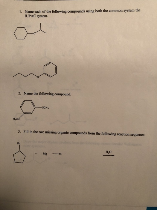 Solved Name Each Of The Following Compounds Using Both The Chegg