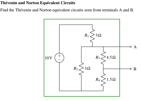 Solved Th Venin And Norton Equivalent Circuits Find The Chegg