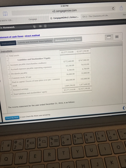 Cengage assignment answers image