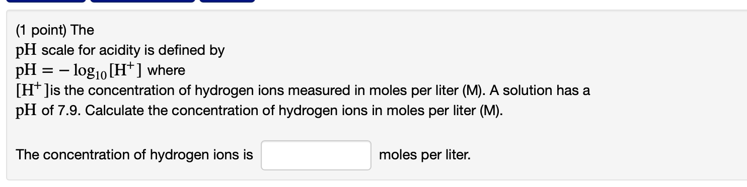 Solved Point The Ph Scale For Acidity Is Defined By Ph Chegg