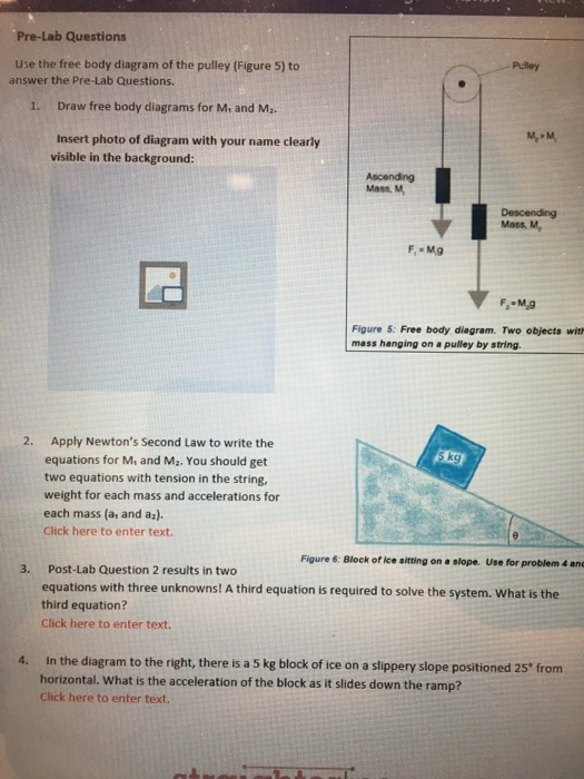 Solved Pre Lab Questions Use The Free Body Diagram Of The Chegg