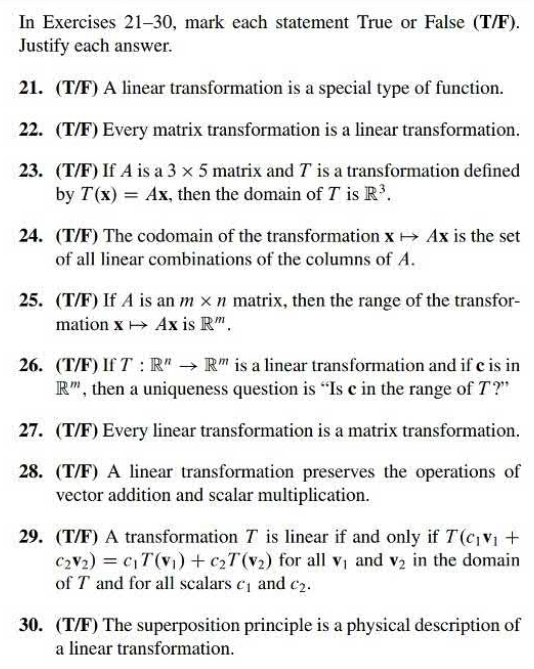 Solved In Exercises Mark Each Statement True Or Chegg