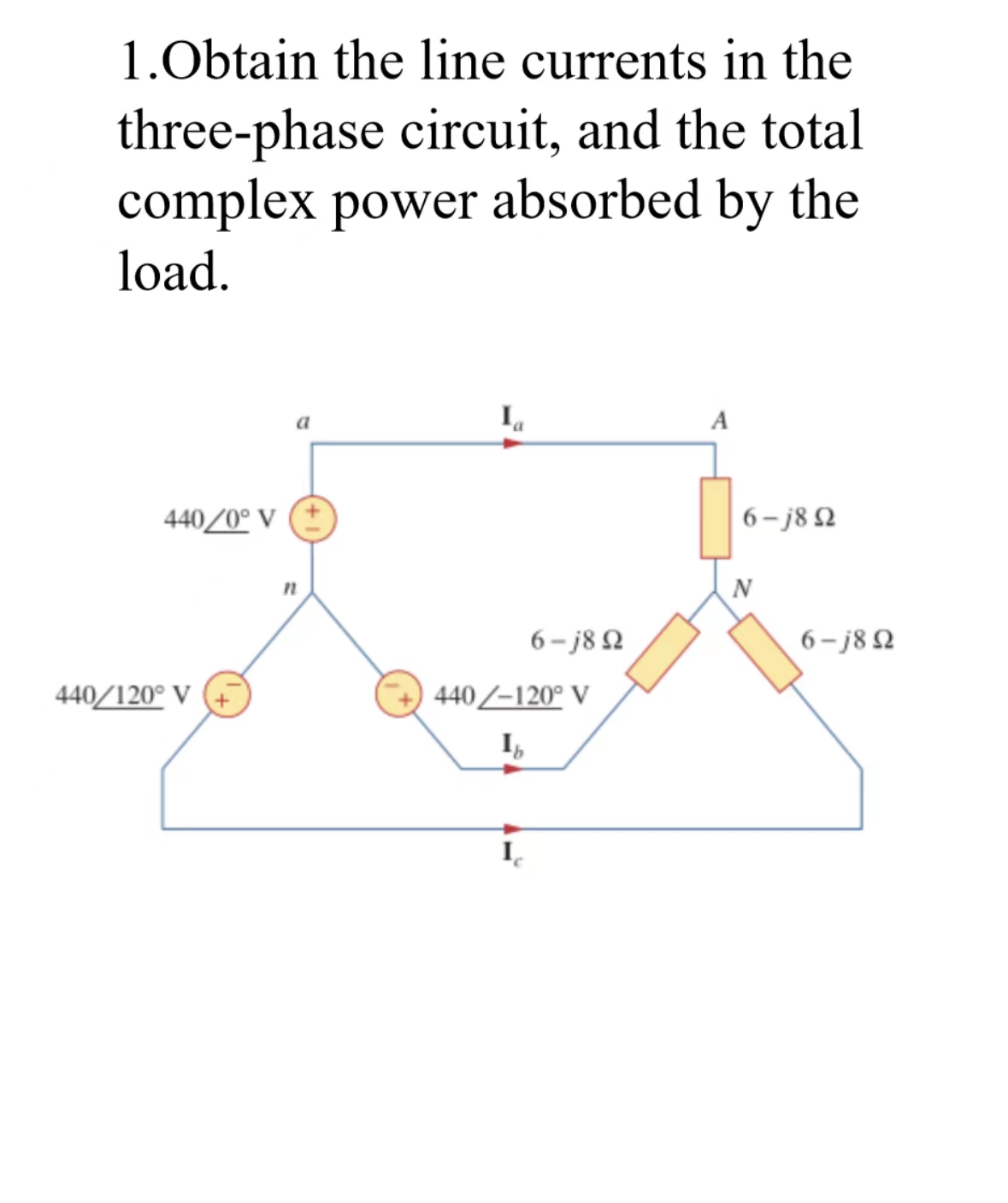 Solved Obtain The Line Currents In The Three Phase Chegg