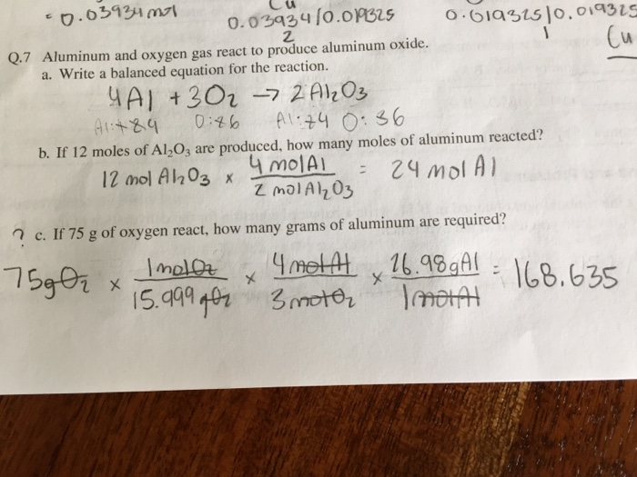 Solved Cu S Ooia So Oias Cw Aluminum And Oxygen Gas React Chegg