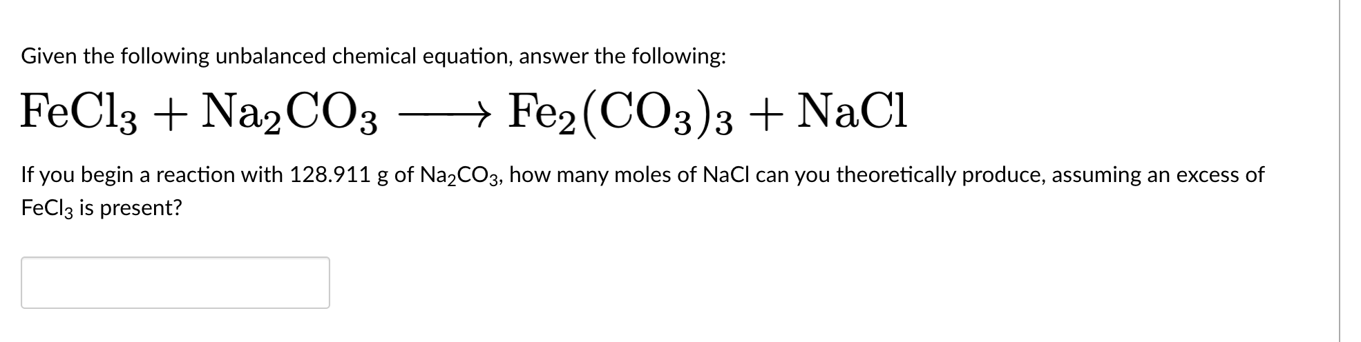 Solved Given The Following Unbalanced Chemical Equation Chegg