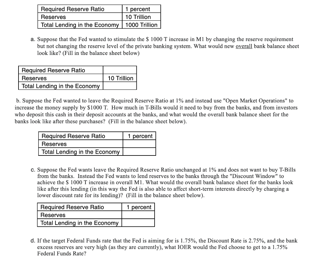 Solved Suppose That The Reserve Requirement Is 0 01 And The Chegg