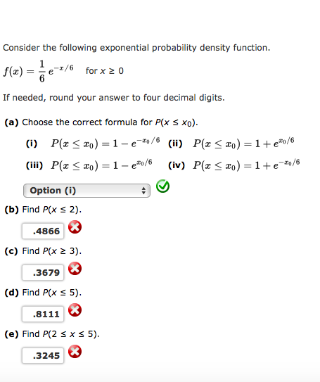 Solved Consider The Following Exponential Probability Chegg