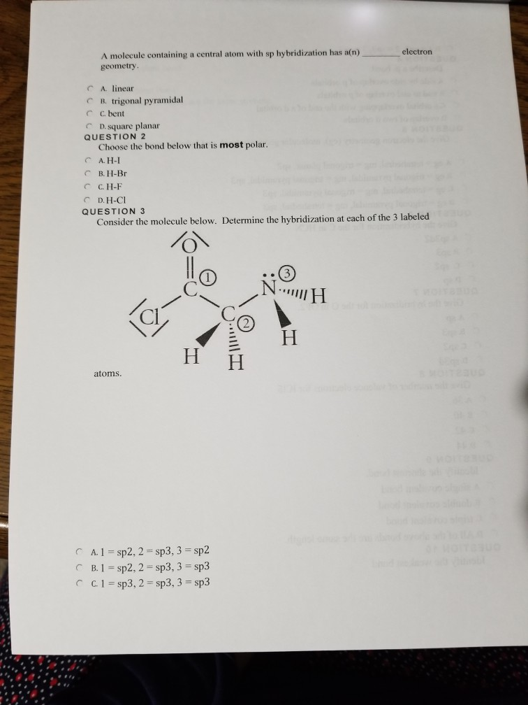 Solved Electron A Molecule Containing A Central Atom With Sp Chegg