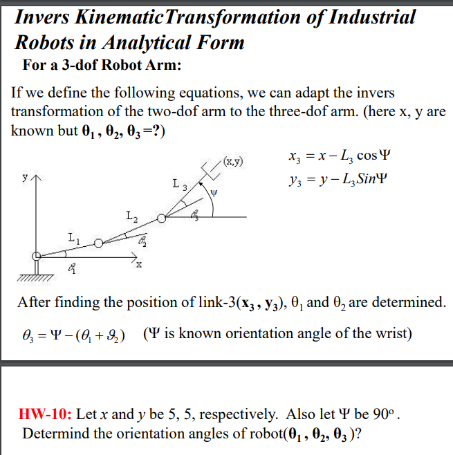 Solved Invers Kinematic Transformation Of Industrial Robots Chegg