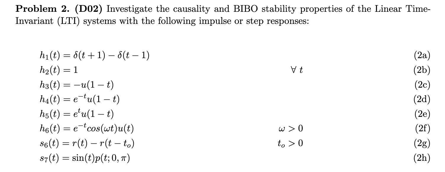 Solved Problem D Investigate The Causality And Bibo Chegg