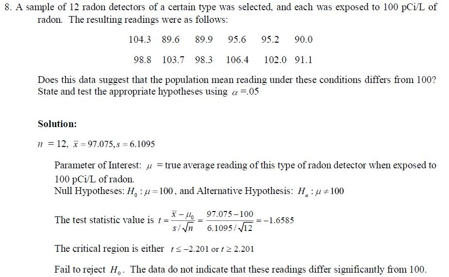 Solved A Sample Of 12 Radon Detectors Of A Certain Type Was Chegg