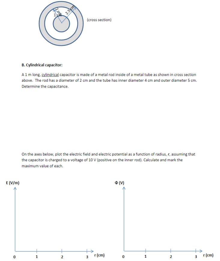 Solved B Cylindrical Capacitor A M Long Cylindrical Chegg