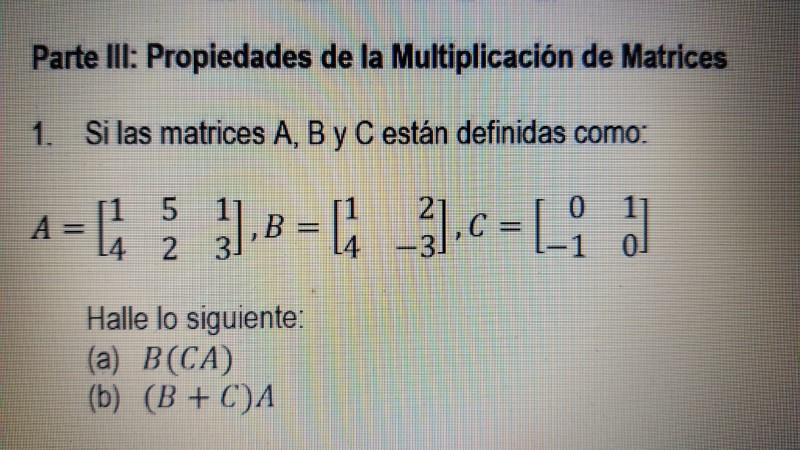 Solved Parte Ii Propiedades De La Multiplicaci N De Chegg