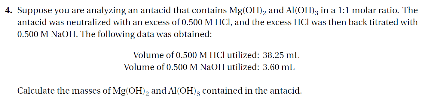 Solved Suppose You Are Analyzing An Antacid That Contains Chegg