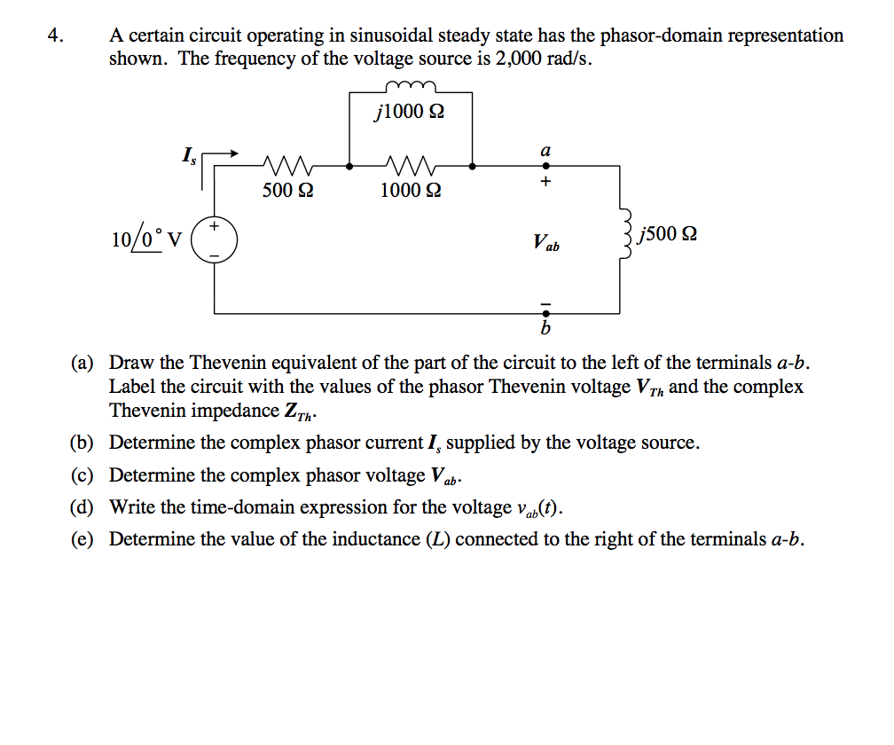 Solved A Certain Circuit Operating In Sinusoidal Steady Chegg