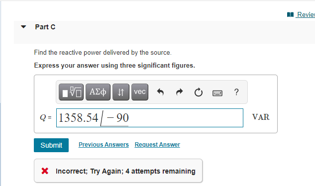 Solved Review Find The Phasor Current I Enter Your Answer Chegg