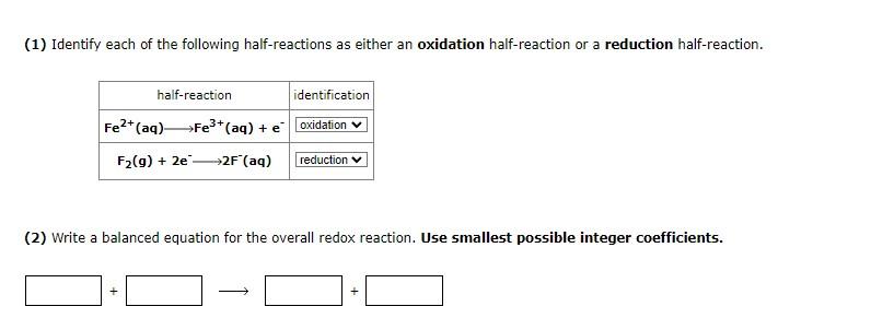 Solved Identify Each Of The Following Half Reactions As Chegg