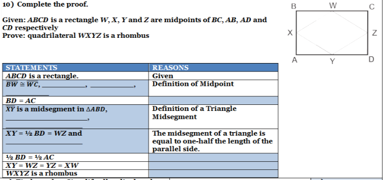 Solved 10 Complete The Proof Given ABCD Is A Rectangle Chegg