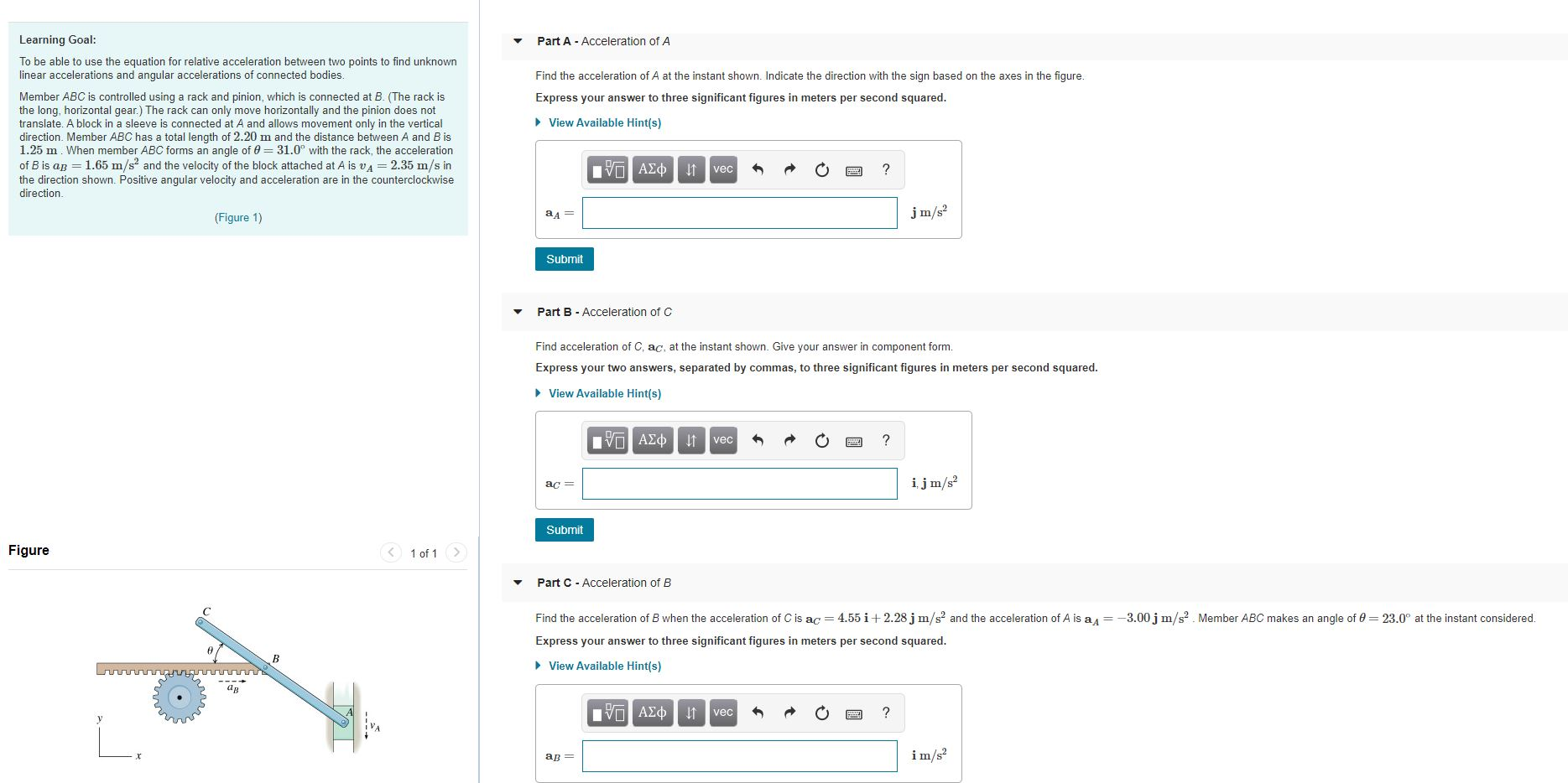 Solved Learning Goal Part A Acceleration Of A To Be Able Chegg