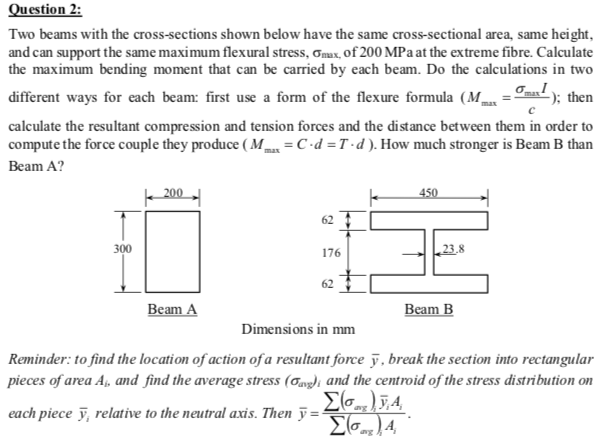 Solved Question Two Beams With The Cross Sections Shown Chegg