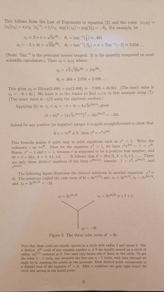 Solved De Cos Isin This Formula Is Called Euler S Chegg