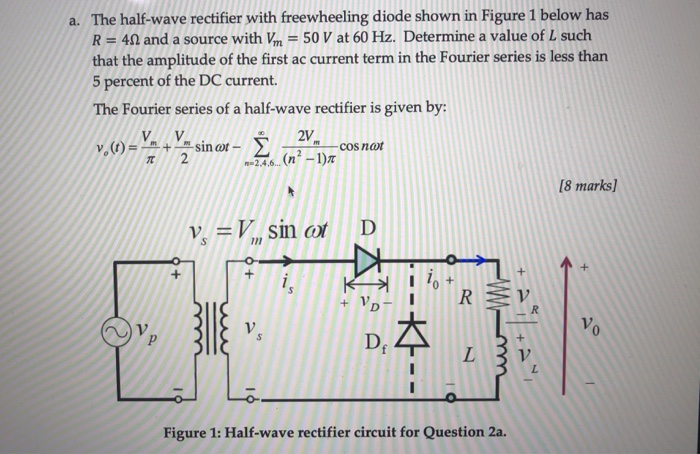 Solved A The Half Wave Rectifier With Freewheeling Diode Chegg