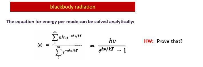 Solved Blackbody Radiation The Equation For Energy Per Mode Chegg