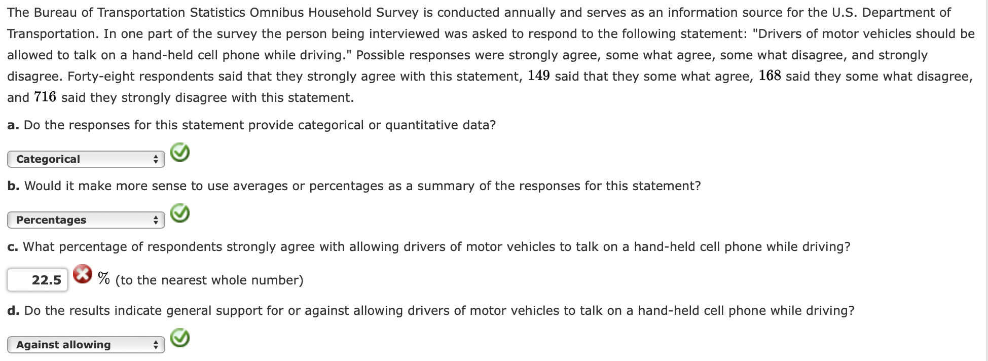 Solved The Bureau Of Transportation Statistics Omnibus Chegg