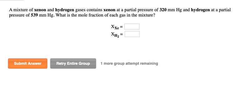 Solved A Mixture Of Xenon And Hydrogen Gases Contains Xenon Chegg