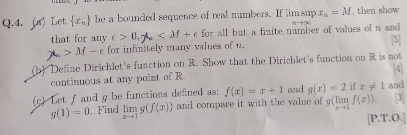 Solved Q A Let Xn Be A Bounded Sequence Of Real Chegg