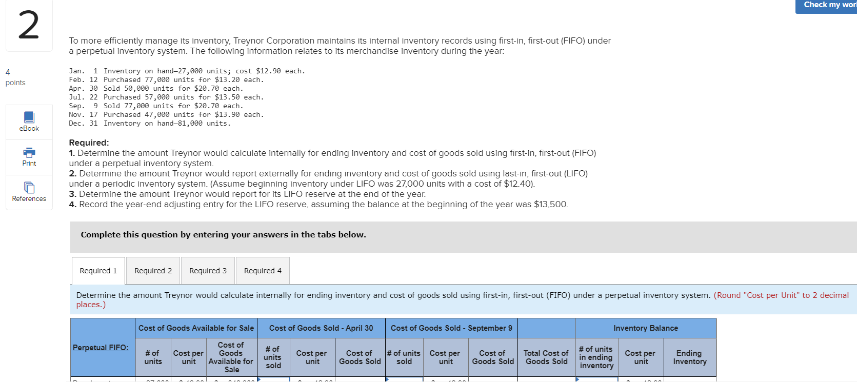 Solved Check My Worl To More Efficiently Manage Its Chegg