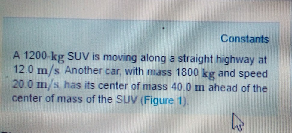 Solved Constants A Kg Suv Is Moving Along A Straight Chegg