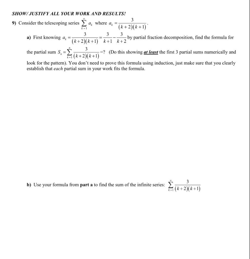 Solved 9 Consider The Telescoping Series Where Ak Chegg