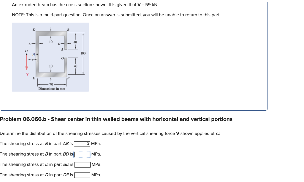 An Extruded Beam Has The Cross Section Shown It Is Chegg