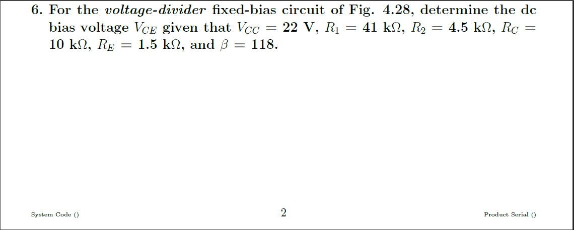 Solved For The Voltage Divider Xed Bias Circuit Of Fig Chegg