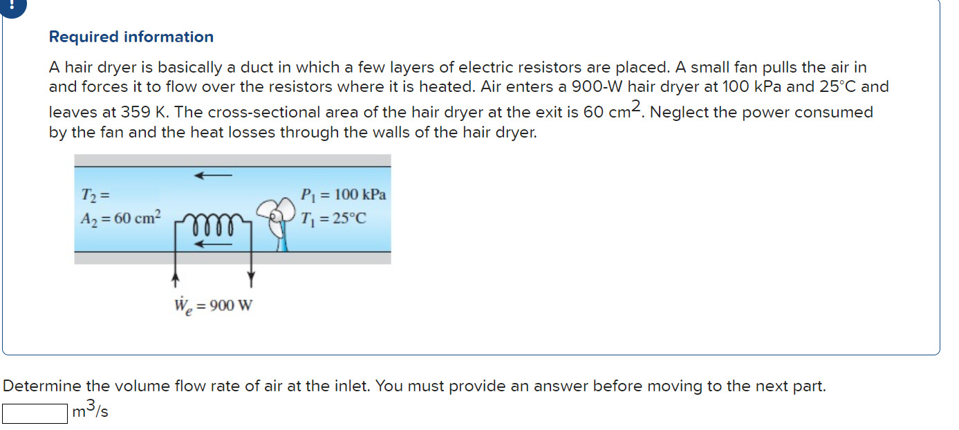 Solved Required Information A Hair Dryer Is Basically A Duct Chegg